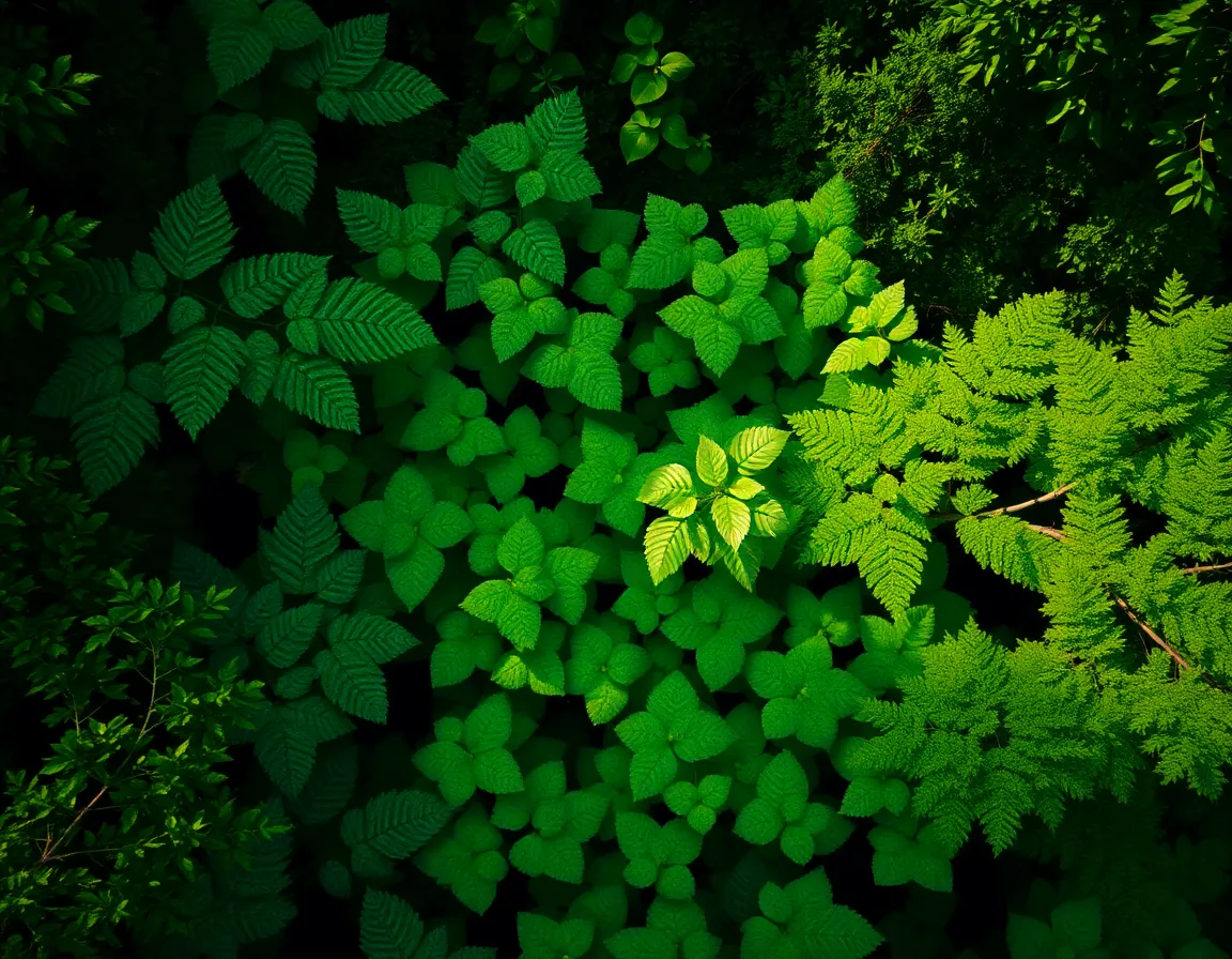 View of a lush green forest from above, symbolizing an ecosystem